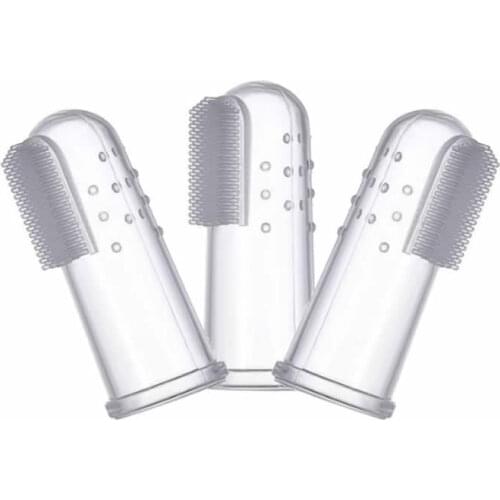 2 Pcs Silicone Baby Teether Clear Gum Brush Infant Deciduous ToothBrush Massage Childrens Tooth Brush