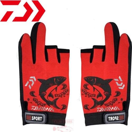 2021 Daiwa Fishing Gloves Outdoor Non-slip Breathable Fishing Cycling Driving Protective Gloves Men Three Fingers Fishing Gloves