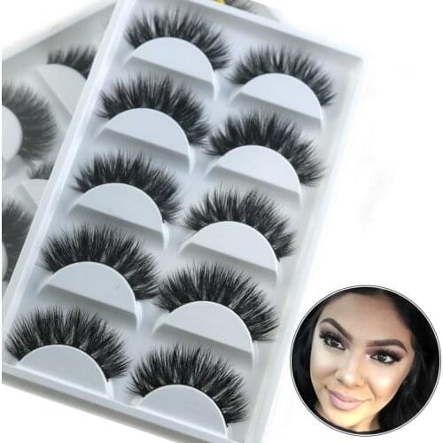 5 Pairs Mink Eyelashes HandMade Makeup 3D Mink Lashes Natural False Eyelashes Long Eyelashes Extension Tools Fake Lashes