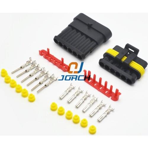 6 pins waterproof wire connector sealed amp auto cable connectors set 282090-1 282108-1 free shipping