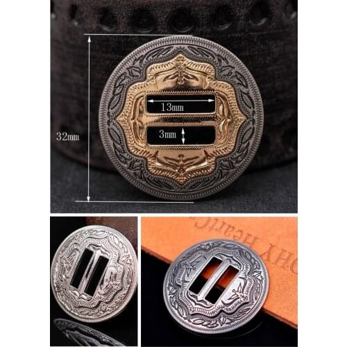 6X Western Cowboy Antique Sliver/Gold Saddles Tack Headstall Bridle Leathercraft Metal Slotted Conchos Belt Hardware 1-1/4"