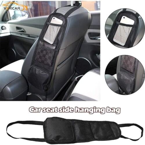 VEHICAR Car Seat Side Organizer Automobile Seat Storage Hanging Bag Drink Holder Mesh Pocket Car Styling Organizer Phone Holder