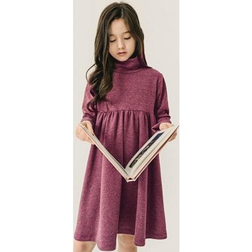 6-12 years children clothes Baby girls Turtleneck sweater autumn Korean girl boy clothes Long Knitted Cardigan bottoming dress