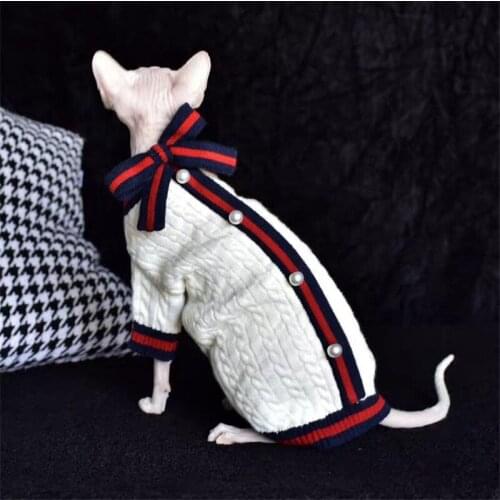 Elegant Lady style Autumn Winter Sphynx Cat Supplies Dress Hairless Cat Clothes Casual Cat Outfits