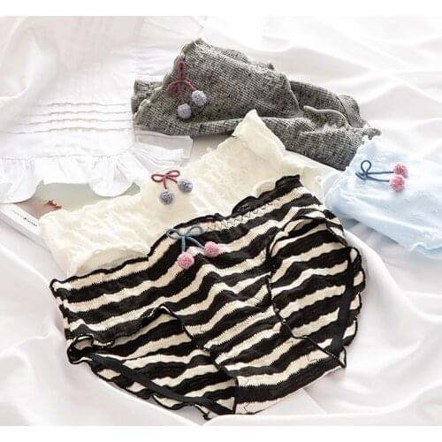 Ruffle Girl Under Wear Cotton Panties For WomanChildren Boxers Briefs Panty For Teenager Mid Waist Fungus Clothes Bow Solid New