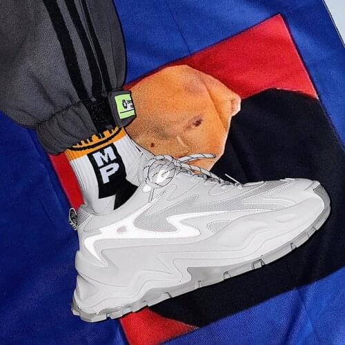 New Men Reflective Original White Height Increase High Heels Running Shoes Women Sneakers Men Outdoor Sport Shoes Athletics