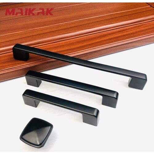 MAIKAK Black Cabinet Handle Square Furniture Hardware Aluminum Alloy Kitchen Door Knobs Cupboard Wardrobe Drawer Pulls