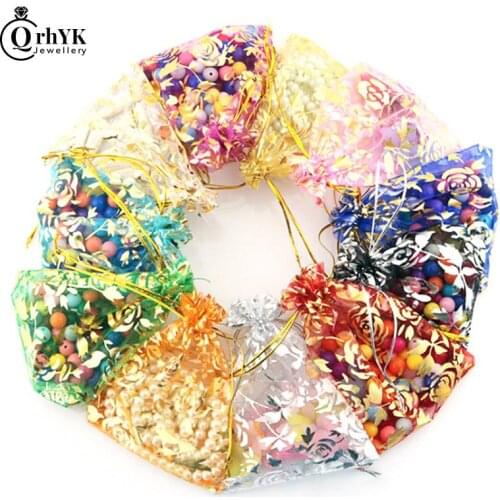 10pcs/set Organza Candy Jewelry Wedding Gift Pouch Bags 7*9/9*12/11*16 CM Mix Color for Party Holiday New Year Use