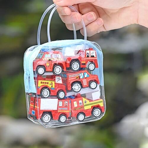6pcs mini pull back car toy fire truck toy and City car toy Construction vehicle set Educa tional Kids Toy Gifts Mini toy