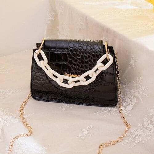 Fashion Trend Womens Bags 2020 New Crocodile Pattern Shoulder Bag PU Leather All-match Diagonal Bag Buckle Small Square Bag