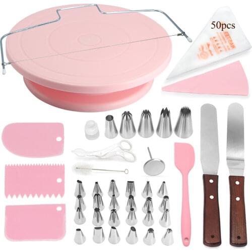 New Cake Turntable Cake Decorating Tools Kit Rotary Table Baking Tool Piping Nozzle Piping Bag Set Baking Supplies Sets