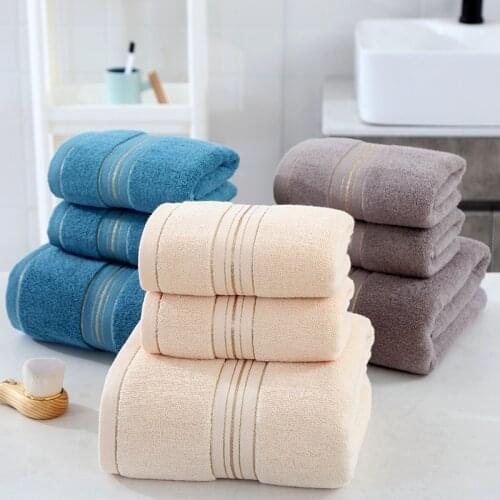 100% Cotton Bath Face Towel Set Solid Soft Cotton Unisex Water Absorption Towel Adult Kid 1 Bath 2 Face BathroomTravel Sport Tow