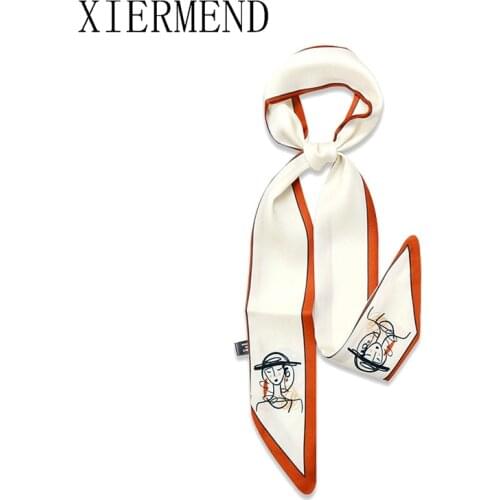 New small strip scarf hair fairy wrist ribbon long silk scarves female south Korean women skinny scarf women hairband