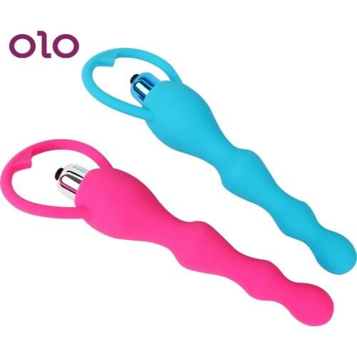 OLO Erotic Products 2 Colors Anal Beads Vibrator Sex Products Anal Sex Toys Waterproof Butt Plug Silicone For Women