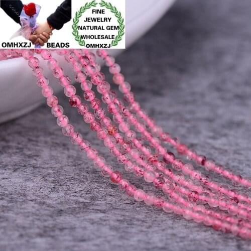 OMHXZJ Wholesale ZB327 2x3mm DIY Bracelet Necklace Jewelry Making Accessories Findings Natural Stone Fine Strawberry Quartz Bead
