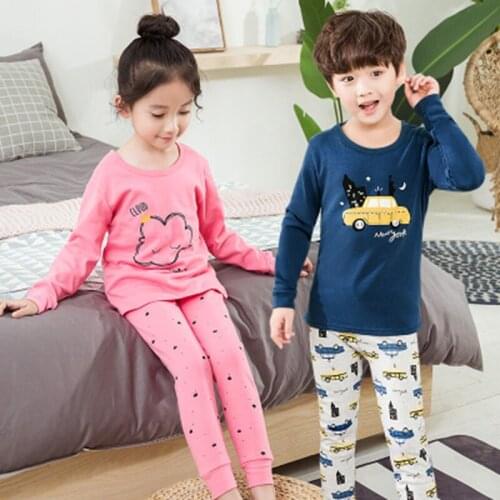 Girls Cartoon Sleepwear Baby Boys Winter Cotton Sets Children Homewear Pajamas Boy Pyjamas Kids Nightwear 2-13Y Home Clothes Set