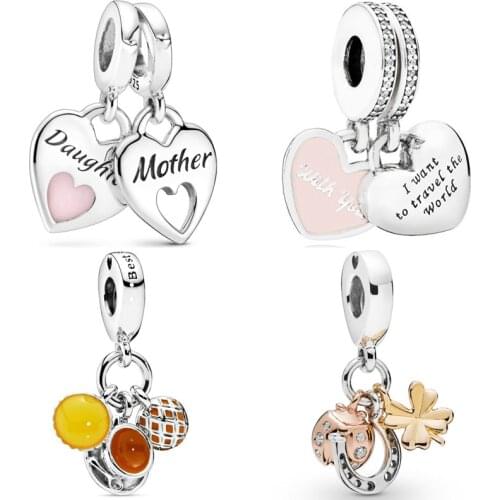 Mother Daughter Split Heart Travel Together Forever Pendant Beads 925 Sterling Silver Charm Fit Pandora Bracelet Diy Jewelry