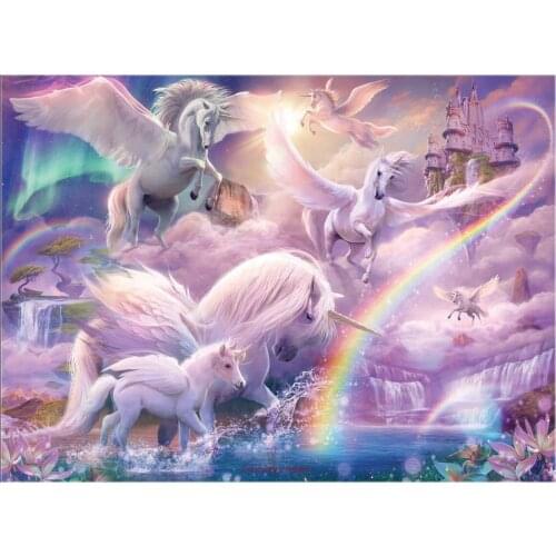 Counted Cross Stitch Kits Needlework Embroidery - 14 ct Aida Color DIY Arts Handmade Home Decor - Pegasus Unicorns