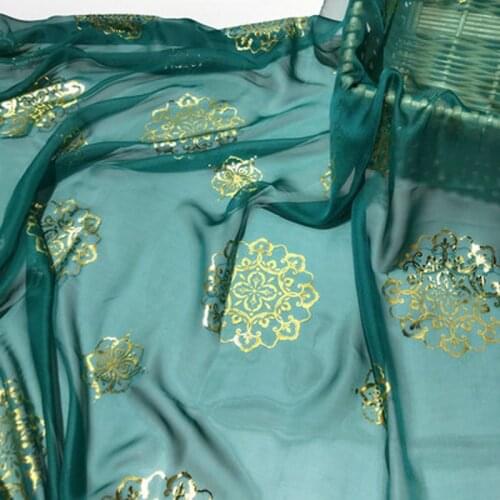 Chiffon Bronzing Cosplay Floral Soft Dress Scarf Material Breathable DIY Fabric