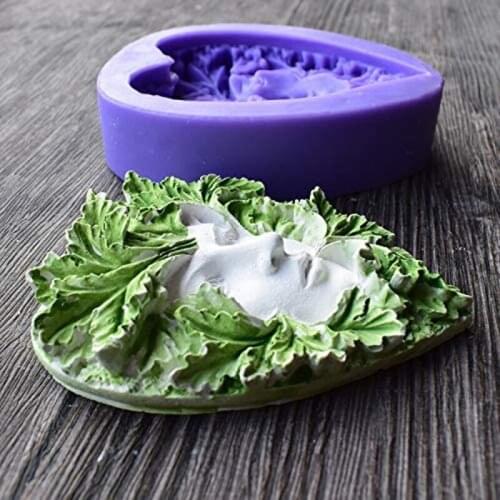 Silicone Mold Girl Leaf Face Shape Silicone Cake Soap Plaster Epoxy Resin Casting Mold Fairy Rattan Face Resin Molds