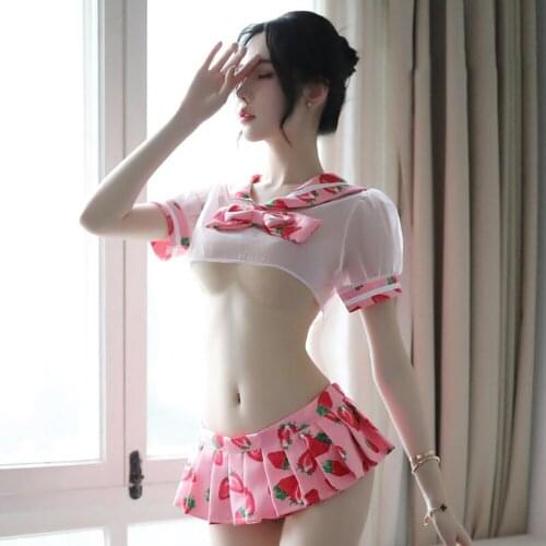 Sexy Lingerie Sexy Perspective Cute Sailor Student Pleated Group Suit Transparent Uniform Temptation Role Performance Clothing