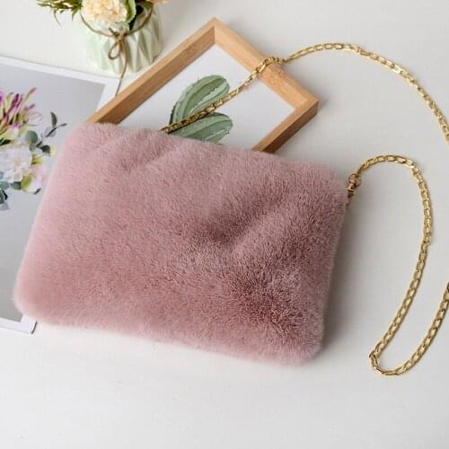 Faux Fur Crossbody Bags For Women Autumn Winter Plush Purses And Handbags Female Phone Shoulder Bag Girls cute Wallet Purses