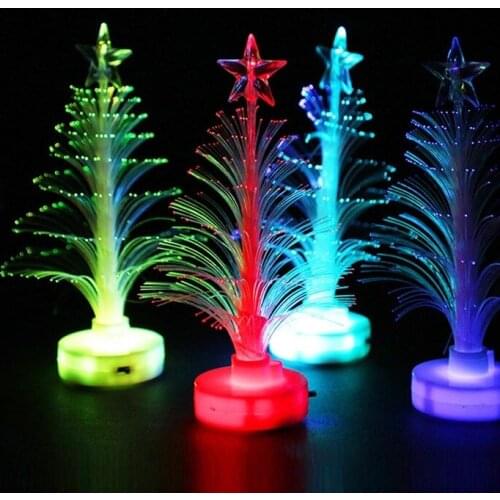 LED Glow flashing party birthday Christmas Tree Colorful change fiber optic tree Replaceable batteries Christmas gift wholesale