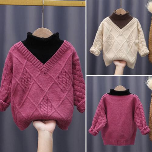 Girls sweater 3-9 years old spring and autumn clothing 2021 new Korean boy girl childrens turtleneck high-neck bottoming shirt