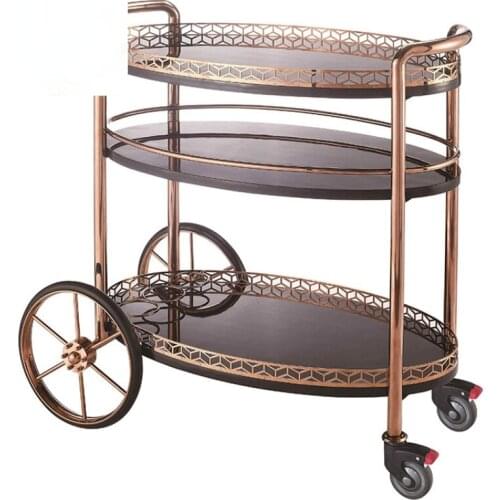Stainless Steel Tempered Glass Wine Tea Drinks Wine Serving Cart Hotel restaurant Servicec Cart