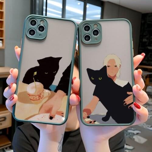 Cute Cartoon Black Cats Animal Pattern Phone Case For iphone X XS MAX XR 6s 7 8 Plus SE 2020 11 12 Pro Max Hard Shockproof Cover