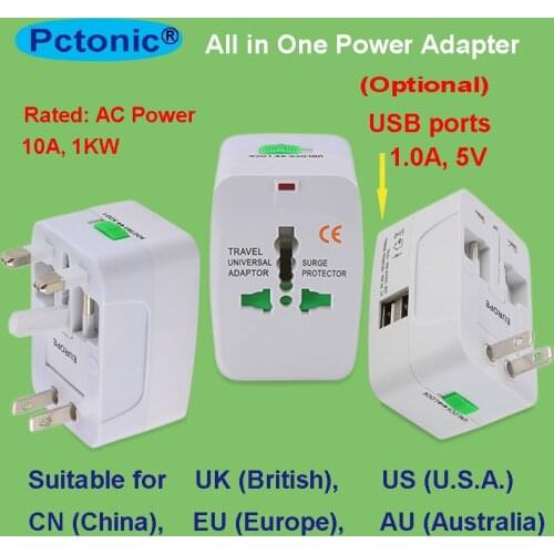 Universal AC power plug socket adapter USB power wall sokect US China EU Europe AU Australia UK British all in 1 wall out