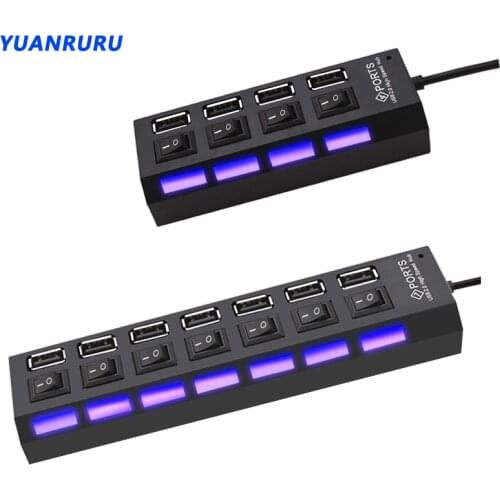 USB 2.0 Hub USB Hub 2.0 Multi USB Splitter Hub Use Power Adapter 4/7 Port Multiple Expander 2.0 USB Hub with Switch for PC