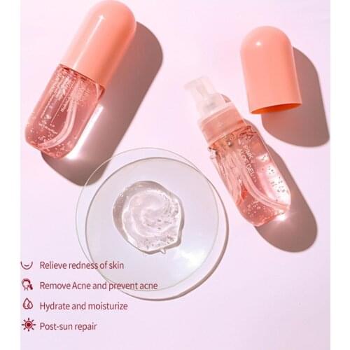Moisturizing Pink Aloe Vera Gel Whitening Skin Care Makeup Repairing Oil Control Pores Shrink Essence M4R0