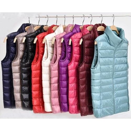 2021 New Women Ultra Light Down Vest 90% White Duck Down Vest Coat Ladies Slim warm Sleeveless Jacket Waistcoat Plus Size 4XL