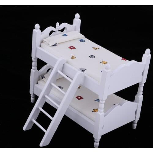 1/12 Scale Dollhouse Miniature Kids Bedroom Furniture Bunk Bed White