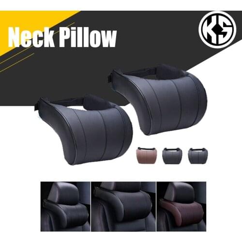 1PC PU Leather Auto Car Neck Pillow Memory Foam Pillows Neck Rest Seat Headrest Cushion Pad 3 Colors High Quality
