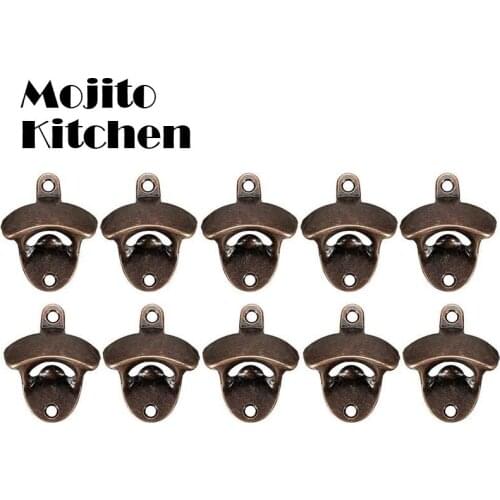 10 Pack Bottle Opener Wall Mounted Rustic Beer Set Vintage Look with Mounting Screws for Kitchen Cafe Bars