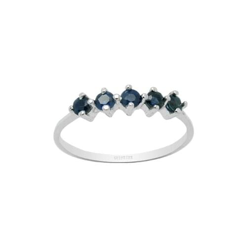 100% Natural Sapphire Ring for Office Woman 5 Pieces 2.2mm Navy Blue Sapphire Silver Ring 925 Silver Sapphire Jewelry