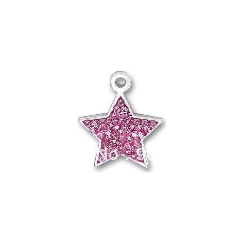 100pcs a lot fashion silver star pave pink Austrian charm