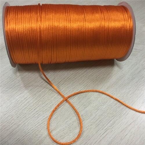 2mm X 20Meters Orange Rattail Satin Chinese Knotting Silk Macrame Cord Beading Braided Shamballa String Thread R172