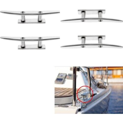 4 Pieces 8" 316 Stainless Steel Marine Boat Flat Top Low Cleat Rope Tie
