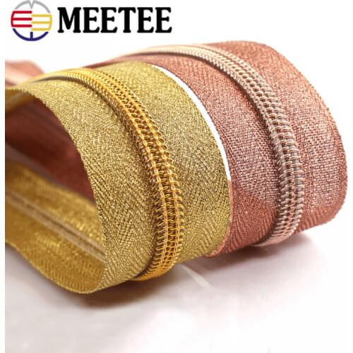 5Meters Colors Rose Gold Teeth 5# Nylon Zippers Plastic Roll Zip for Bag Purse Zipper Repair Kit DIY Garment Sewing Accessories