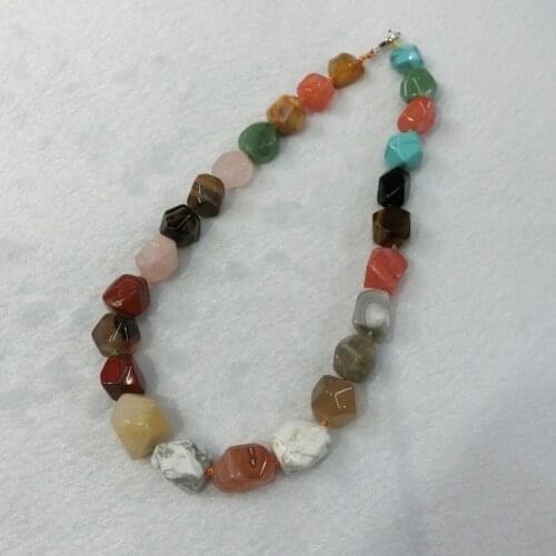 6pcs/lot Natural Quartz Stone Rubys Fuchsite Opal Colorful Choker Necklace Irregular String Energy Beaded Necklace Collar Free