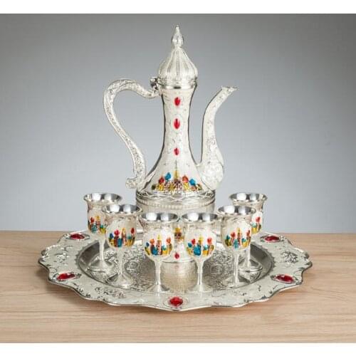 8pcs/set European alloy Vintage wine set Wedding bar home jug decoration drinkware tableware drinks set wine cup JJ055