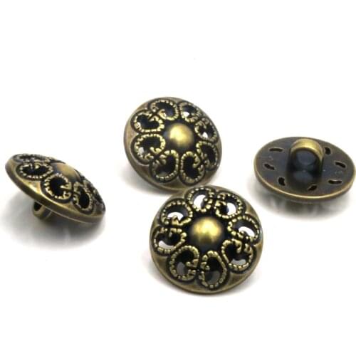18mm Sewing Accessories Botones Decorative Buttons bronze flower hollow Coat Button Sweater 50 Pcs