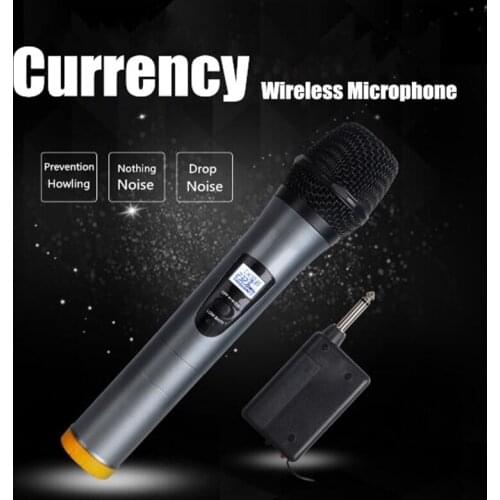 Wireless Microphone System with Receiver Professional Handheld UHF Channels Dynamic Mic for Karaoke Computer KTV Wedding Meeting