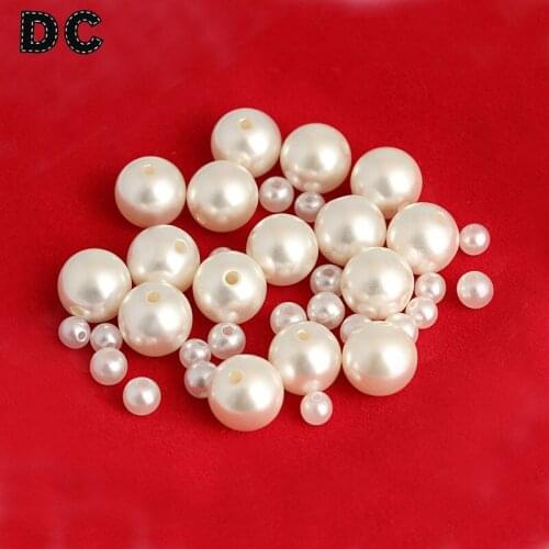 100pc/lot 4/5/6/8/10/12/14/16/18/20mm Plastic ABS Imitation Round Pearl Beads for DIY Jewelry Making Findings