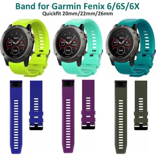 Flex Silicone Wrist Band Strap for Garmin Fenix 6X 6 5 6S Pro 5S Plus 3 HR Quick Fit 20mm 22mm 26mm Watch Wristband Replacement