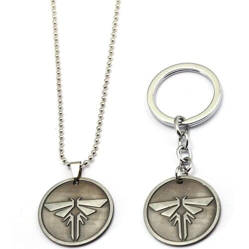 HSIC Game The Last Of Us Keychain Double Sided Firefly Antique Silver Round Metal Pendant Key Holder Figures Chaveiro Xmas Gifts