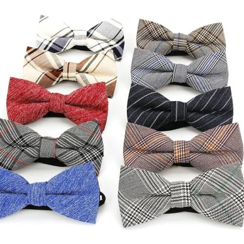 Plaid Cotton Bow Tie For Men Classic Shirts Bowtie For Business Wedding Bowknot Adult Mens Bowties Cravats Red Blue Butterfly